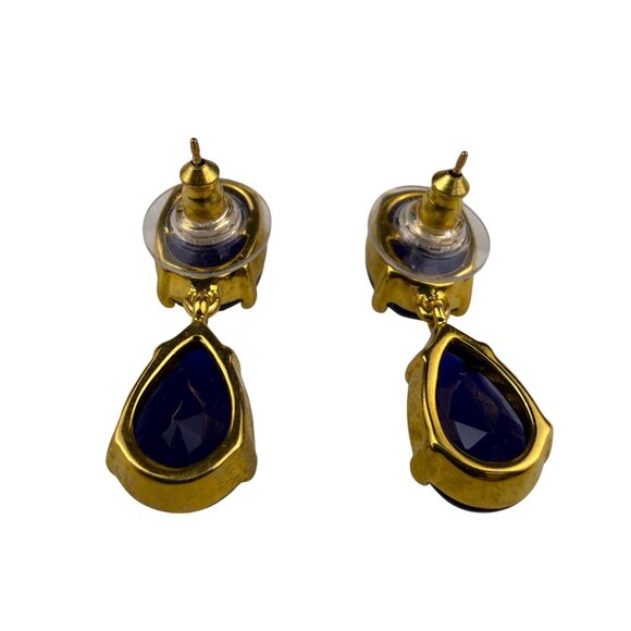 Kate Spade Gold Tone Blue Drop Earrings Stylish Lightweight Fashion Jewelry - Picture 2 of 5
